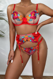 Fashion Sexy Patchwork Embroidery Patchwork See-through Lingerie