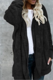 Casual Solid Patchwork Hooded Collar Outerwear