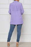 Casual Solid Tassel Patchwork Buttons Turn-back Collar Outerwear