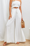 Casual Solid Patchwork Loose High Waist Wide Leg Solid Color Bottoms