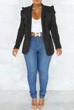 Fashion Casual Solid Patchwork Turn-back Collar Outerwear