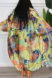 Fashion Casual Print Patchwork Outerwear(Without Belt)