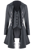 Sweet Vintage Solid Patchwork Turndown Collar Outerwear