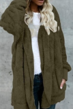 Casual Solid Patchwork Hooded Collar Outerwear