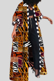 Fashion Street Print Patchwork Outerwear