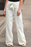Casual Solid Patchwork Straight Mid Waist Wide Leg Solid Color Bottoms