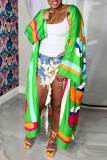 Fashion Casual Print Patchwork Outerwear(Without Belt)