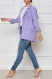 Casual Solid Tassel Patchwork Buttons Turn-back Collar Outerwear