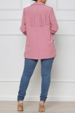 Casual Solid Tassel Patchwork Buttons Turn-back Collar Outerwear