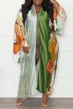 Fashion Casual Print Patchwork Outerwear(Without Belt)