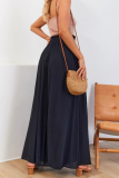Casual Solid Patchwork Loose High Waist Wide Leg Solid Color Bottoms