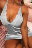Fashion Sexy Solid Patchwork Backless Sleepwear