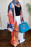Fashion Casual Print Patchwork Outerwear(Without Belt)