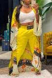 Fashion Casual Print Patchwork Outerwear(Without Belt)