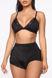 Fashion Sexy Living Solid Patchwork Backless Slit Lingerie
