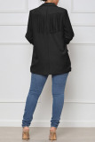 Casual Solid Tassel Patchwork Buttons Turn-back Collar Outerwear