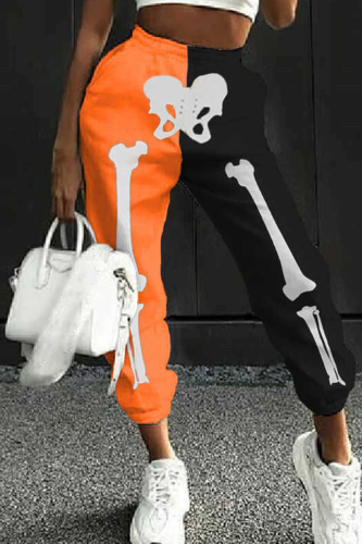 Fashion Casual Print Patchwork Regular High Waist Trousers