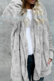Casual Solid Patchwork Hooded Collar Outerwear