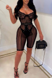 Sexy Solid Patchwork See-through Valentines Day Lingerie