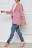 Casual Solid Tassel Patchwork Buttons Turn-back Collar Outerwear