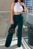 Casual Solid Patchwork Boot Cut High Waist Speaker Solid Color Bottoms