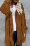 Casual Solid Patchwork Hooded Collar Outerwear
