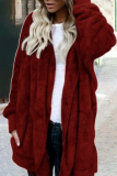 Casual Solid Patchwork Hooded Collar Outerwear