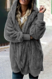 Casual Solid Patchwork Hooded Collar Outerwear