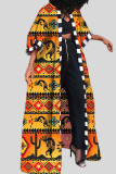 Fashion Street Print Patchwork Outerwear