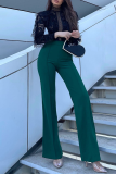 Casual Solid Patchwork Boot Cut High Waist Speaker Solid Color Bottoms