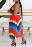 Casual Print Patchwork Fold High Waist Straight Positioning Print Bottoms
