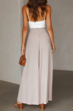 Casual Solid Patchwork Loose High Waist Wide Leg Solid Color Bottoms