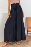 Casual Solid Patchwork Loose High Waist Wide Leg Solid Color Bottoms