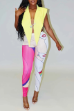 Street Print Patchwork Skinny High Waist Pencil Full Print Bottoms