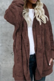 Casual Solid Patchwork Hooded Collar Outerwear