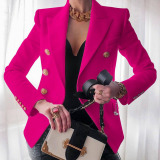 Casual Solid Patchwork Buttons Turn-back Collar Outerwear