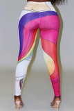 Street Print Patchwork Skinny High Waist Pencil Full Print Bottoms