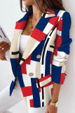 Fashion Casual Print Patchwork Slit Turn-back Collar Outerwear