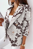 Fashion Casual Print Patchwork Slit Turn-back Collar Outerwear