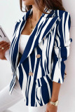 Fashion Casual Print Patchwork Slit Turn-back Collar Outerwear