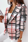 Fashion Casual Print Patchwork Slit Turn-back Collar Outerwear