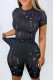 Fashion Sexy Solid Ripped Hollowed Out O Neck Short Sleeve Two Pieces