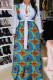 Fashion Casual Print Patchwork Turndown Collar Long Sleeve Dresses