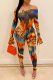 Sexy Print Patchwork Off the Shoulder Skinny Jumpsuits