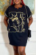 Fashion Casual Print Basic V Neck Short Sleeve Dress Dresses