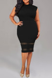 Casual Elegant Solid Patchwork O Neck One Step Skirt Plus Size Dresses