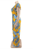Fashion Casual Print With Belt V Neck Plus Size Two Pieces