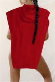 Fashion Casual Solid Asymmetrical Hooded Collar Tops