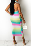 Fashion Sexy Print Backless Spaghetti Strap One Step Dresses