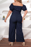 Casual Sweet Print Polka Dot Patchwork Plus Size Jumpsuits